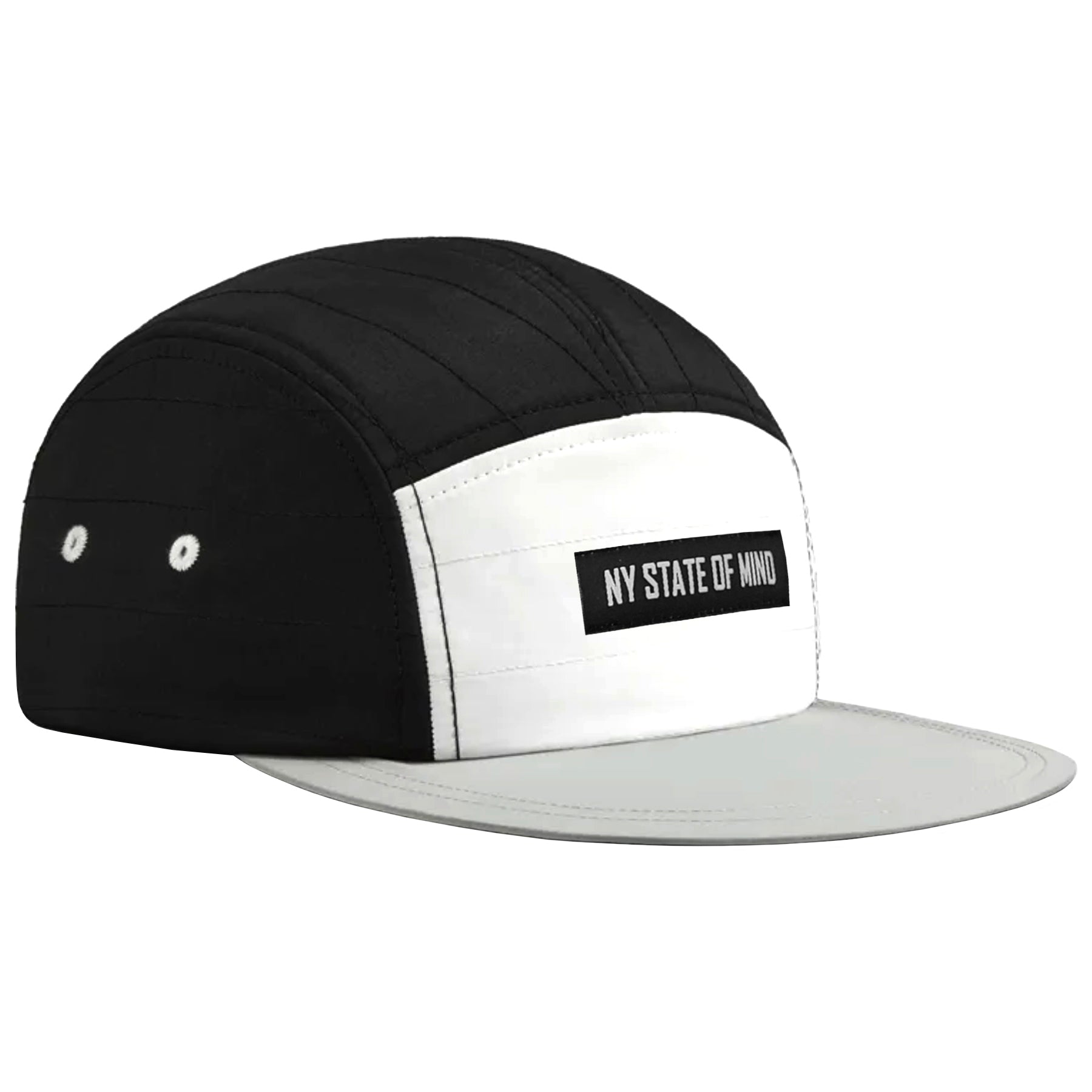 NY State of Mind® 5 Panel Hats Black / White Quilted Reflect 5 Panel Hat