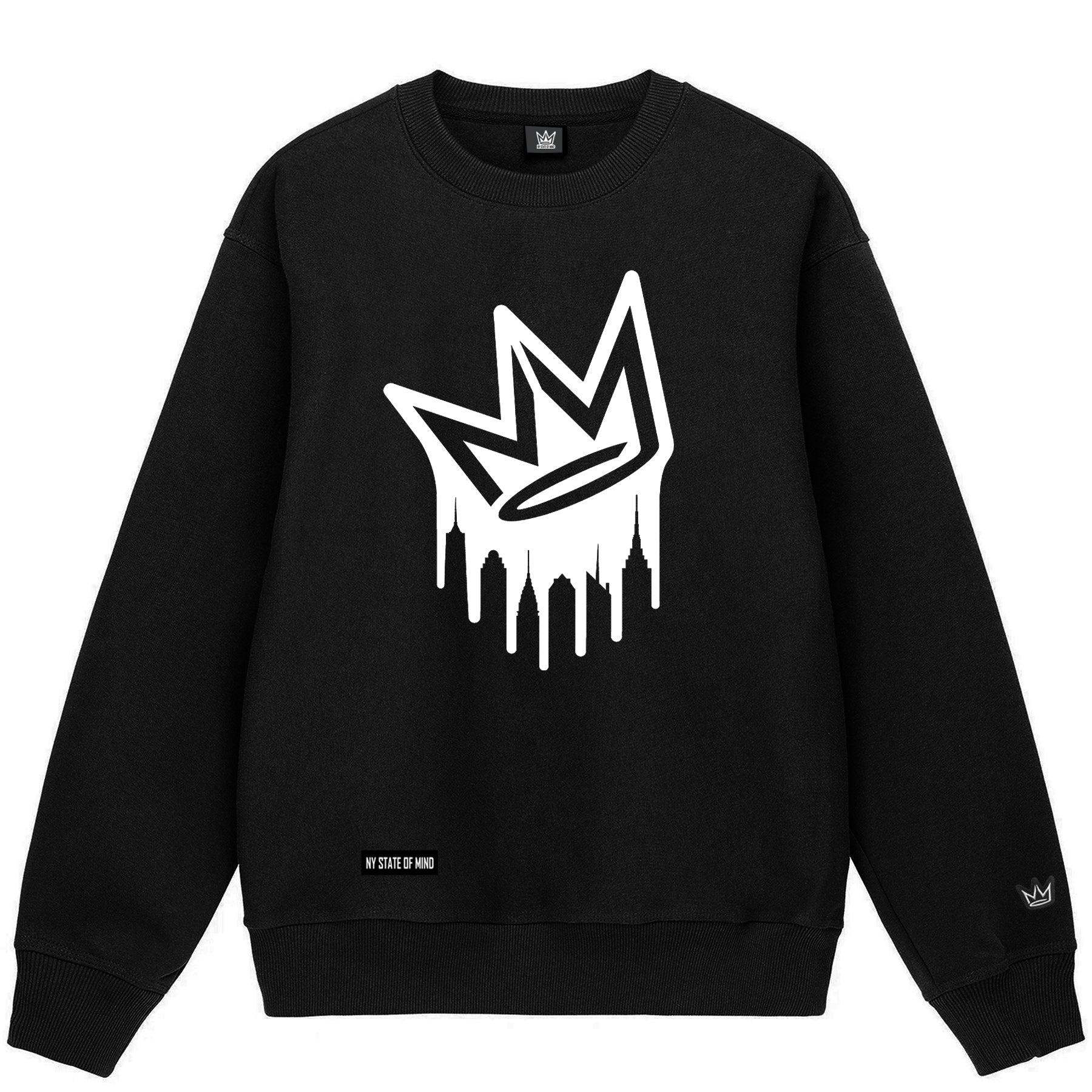 NY State of Mind Crewneck Sweatshirts Black / X-Small Dripping Crown Logo Crewneck Sweatshirt