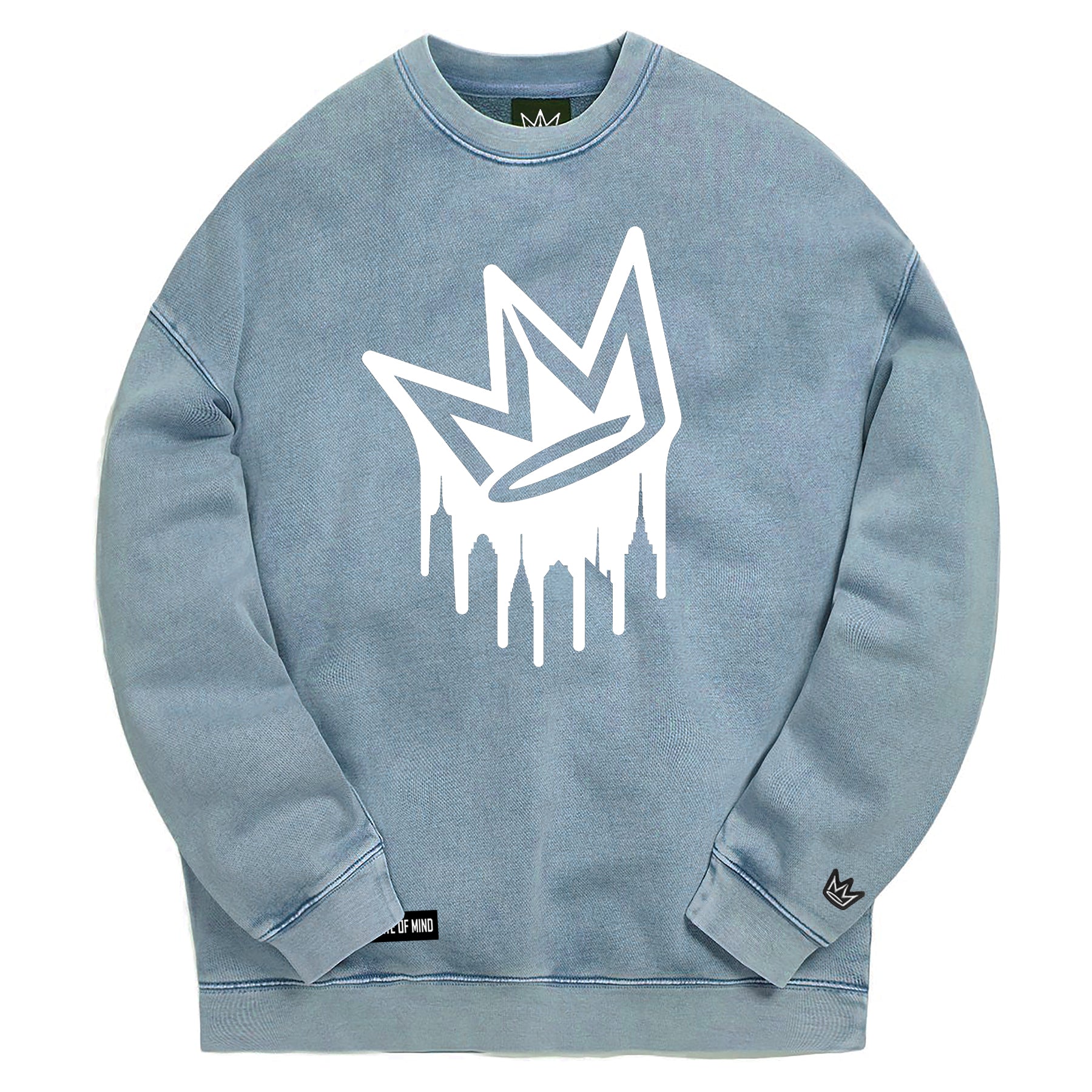 NY State of Mind Crewneck Sweatshirts Dusty Blue / X-Small Dripping Crown Logo Crewneck Sweatshirt