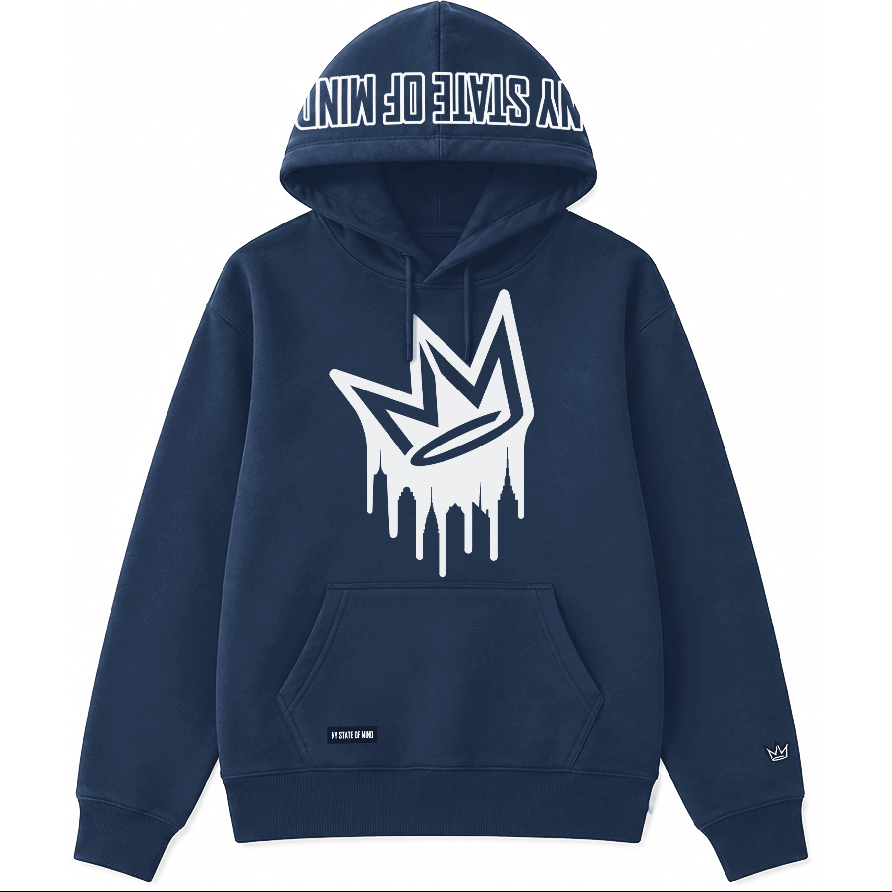 NY State of Mind Hooded Sweatshirts Navy / X-Small Dripping Crown Logo Hoodie