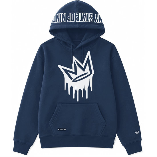 NY State of Mind Hooded Sweatshirts Navy / X-Small Dripping Crown Logo Hoodie