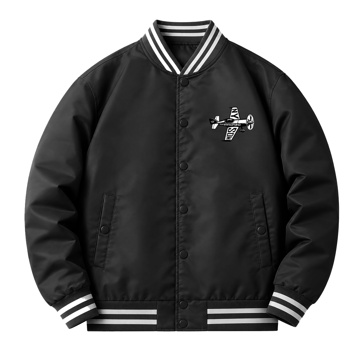NY State of Mind® Jackets Black / S Skywritter Varsity Jacket