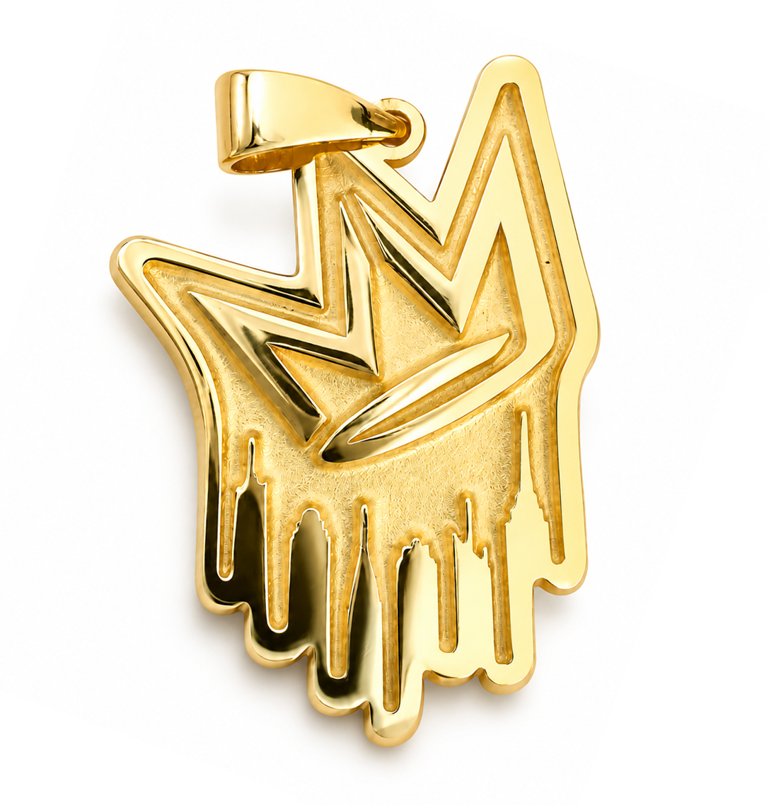 NY STATE OF MIND Jewelry Gold-plated Dripping Crown Logo Pendant