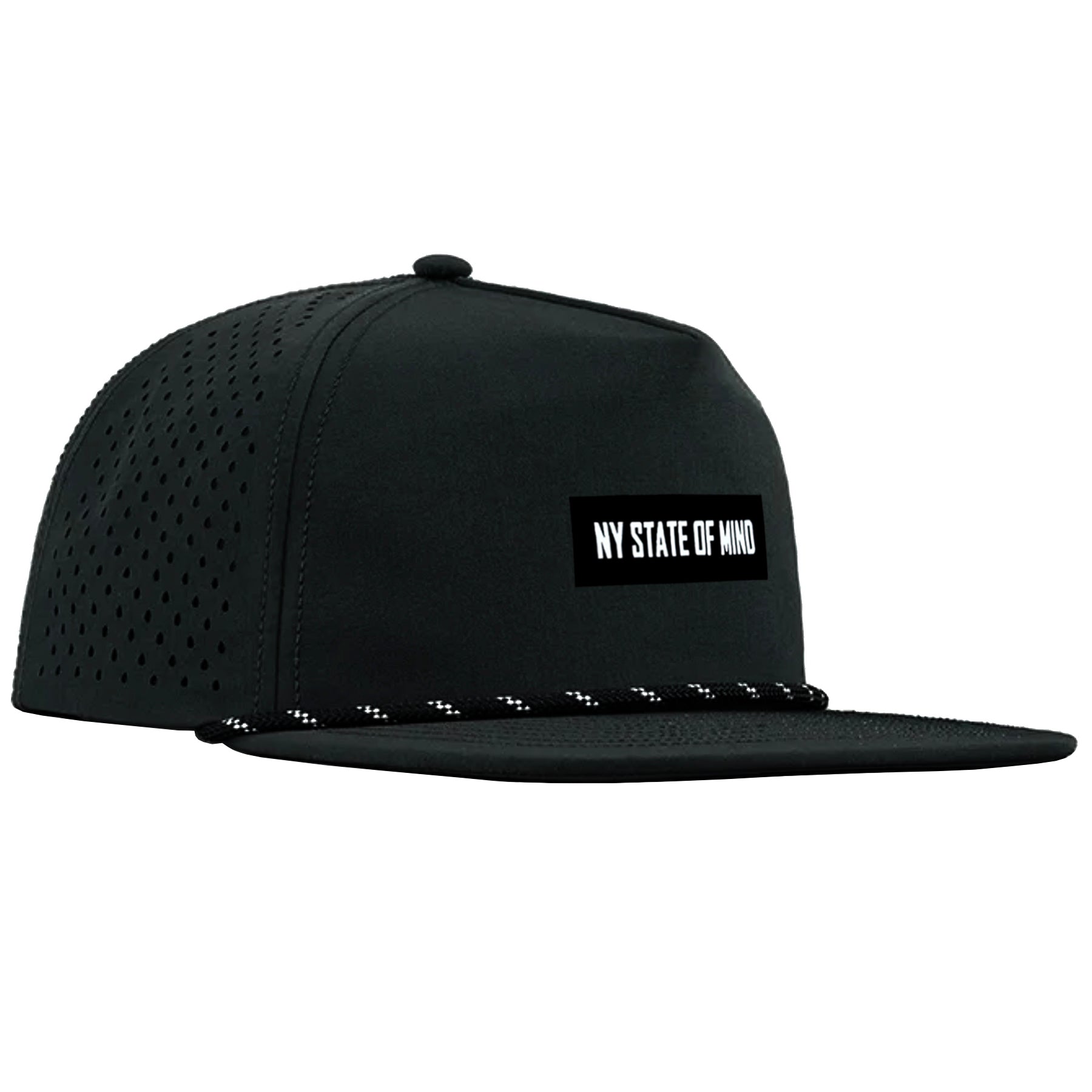 NY State of Mind Snapback Hats Black Laser Perforated Snapback Hat