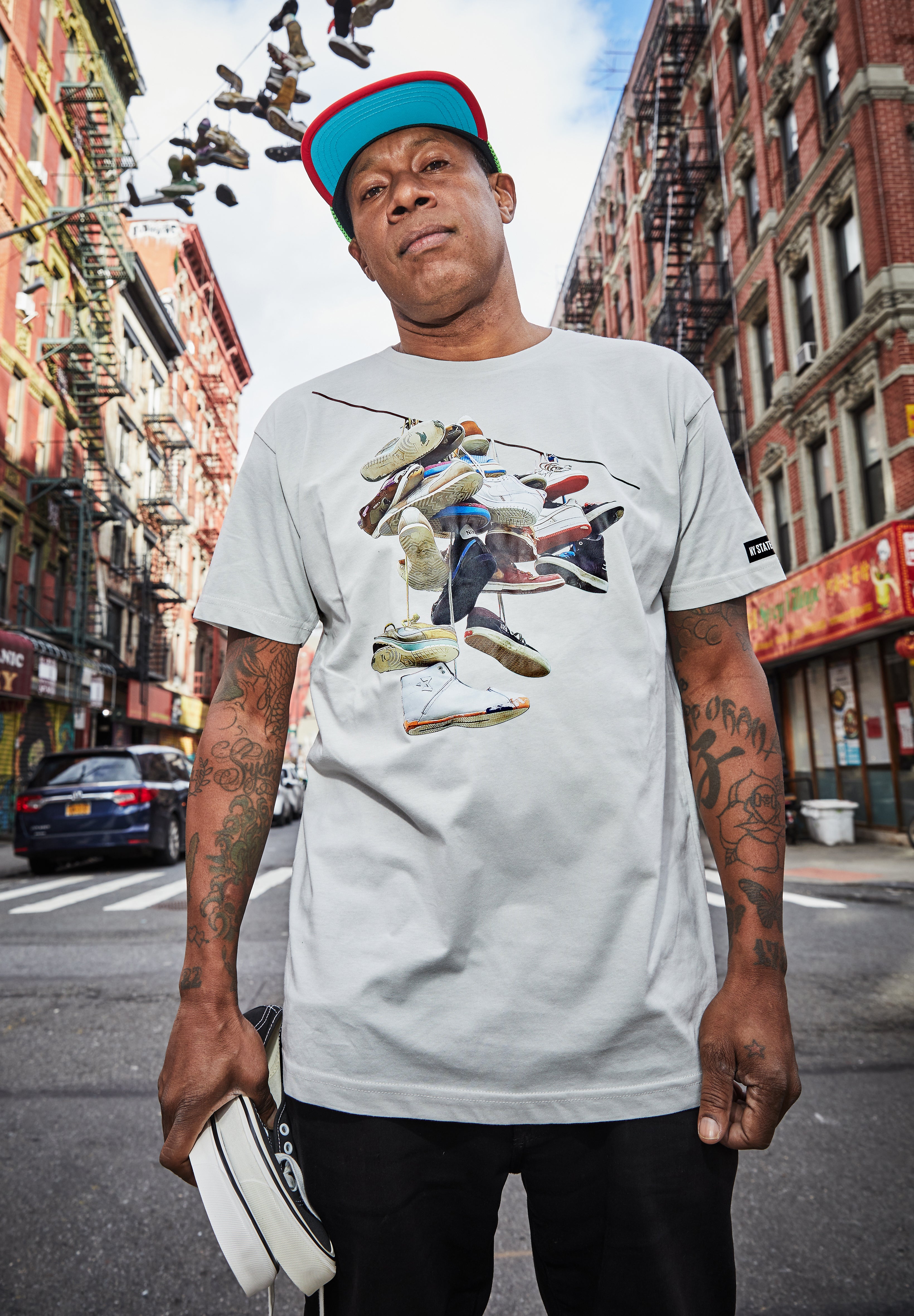 NY State of Mind T-Shirts Hanging Shoes Tee