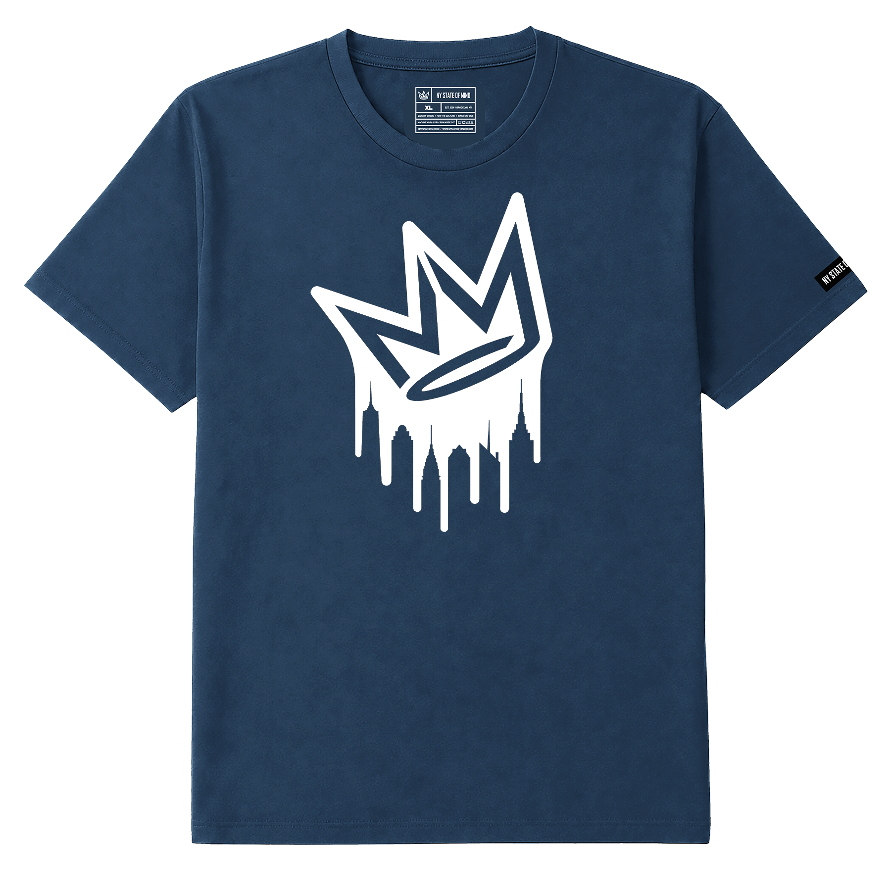 NY State of Mind T-Shirts Navy / Small Dripping Crown Logo Tee