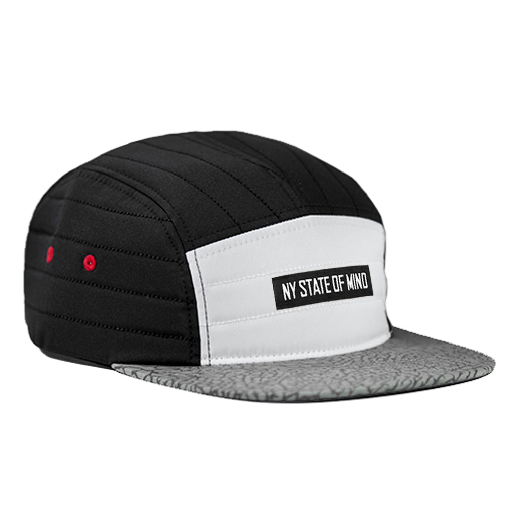 NY State of Mind® 5 Panel Hats Black / White / Concrete Quilted 5 Panel Hat